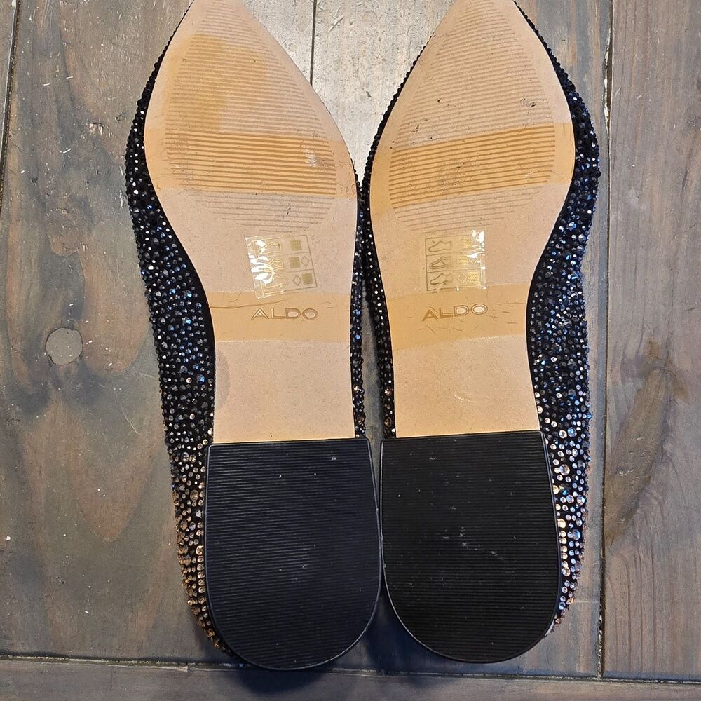 ALDO Women's 9 Black Ombre Rhinestone Pointed Toe Ballet flats Sparkly - Picture 6 of 7